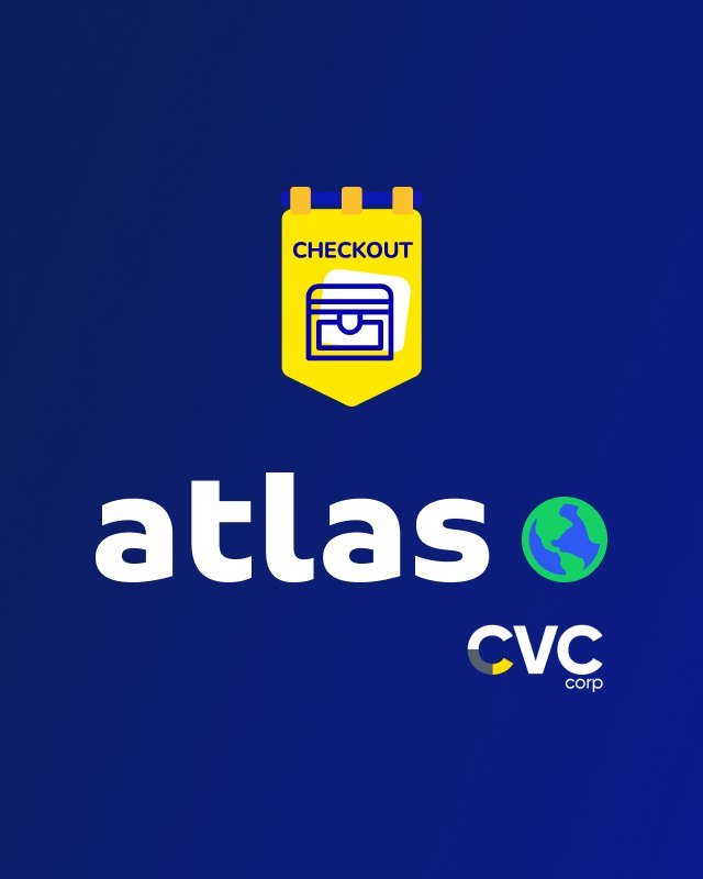 atlas brand for CVC checkout, with yellow badge and globe