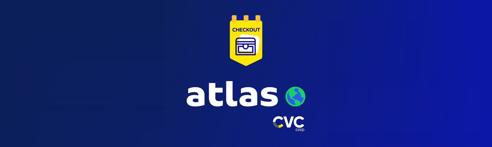 atlas brand for CVC checkout, with yellow badge and globe
