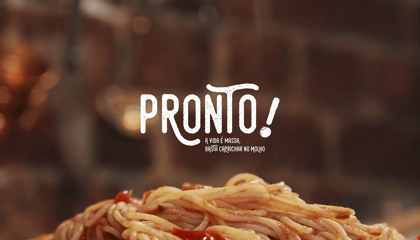 Pronto! logo over a pasta photo, with the line “Life is pasta, just nail the sauce”