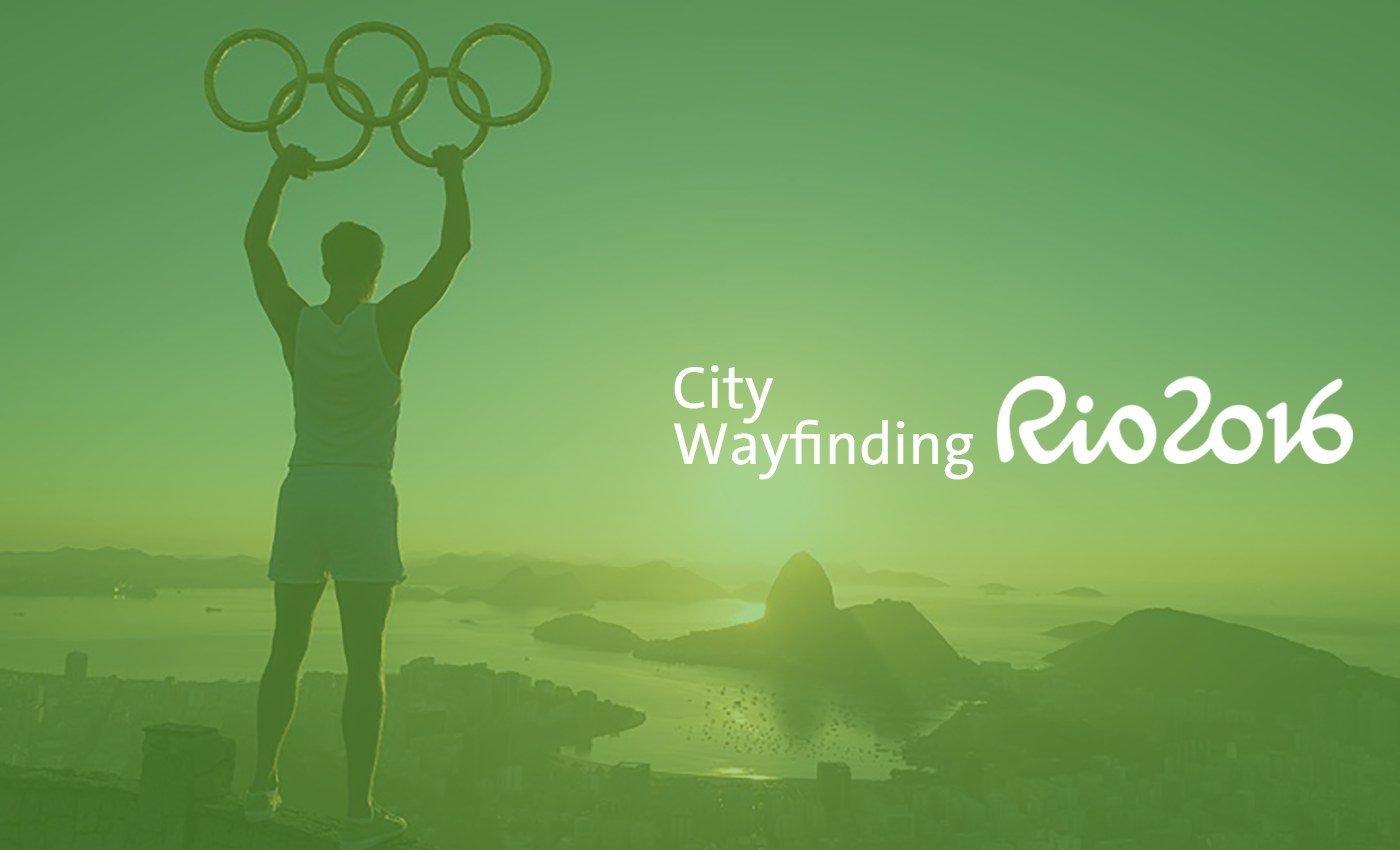 Rio 2016 city wayfinding cover over a green Sugarloaf landscape