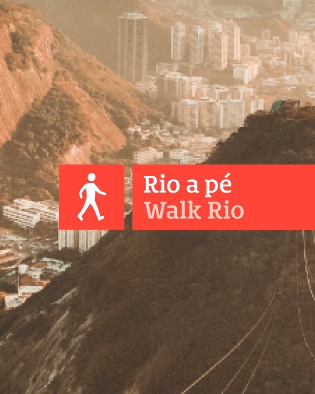 Walk Rio sign over an aerial view of Rio